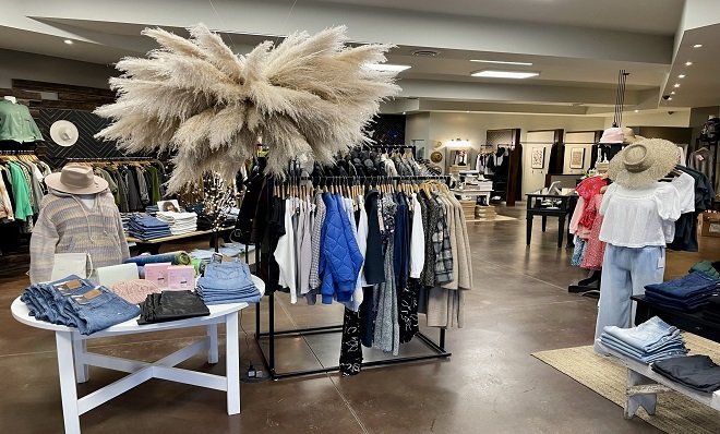 the view when you enter Bella Maas Boutique
