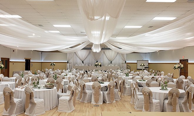 Room decorated for a wedding