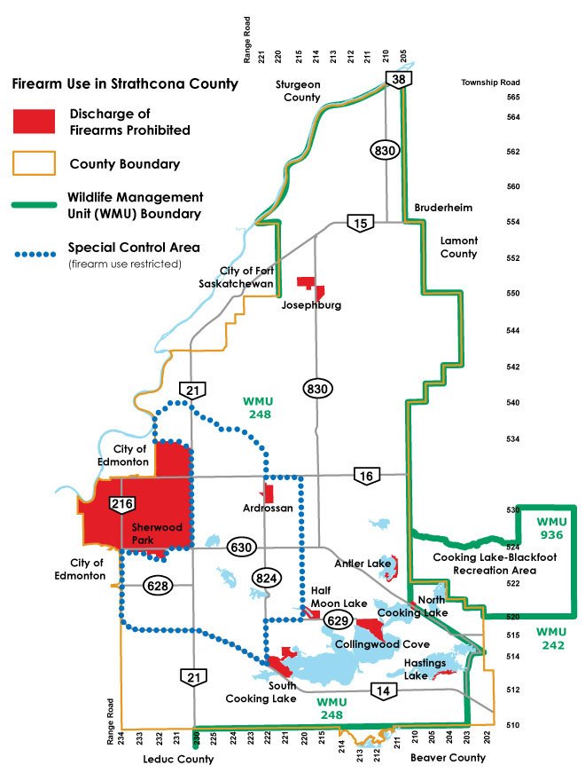 Image showing map of hunting boundaries in Strathcona County