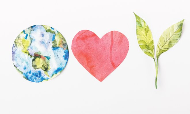 Illustration of Earth, a heat and leaves