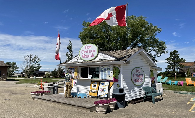 Man ordering ice cream at the Ice Cream Shack