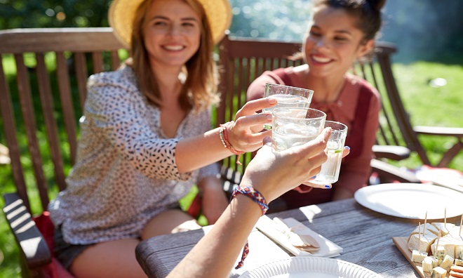 Friends enjoying good food and drinks together