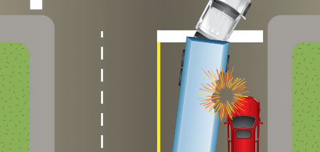 Image showing what can happen if you try to pass a turning semi on the right hand side