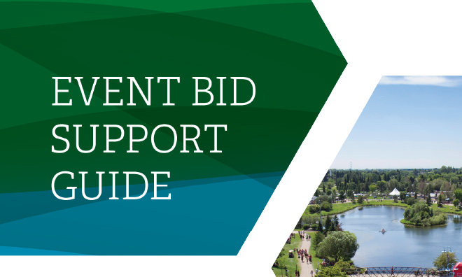 Event bid support guide cover detail with aerial photo of Broadmoor Lake Park
