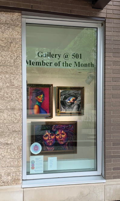 artwork in the window of the Gallery