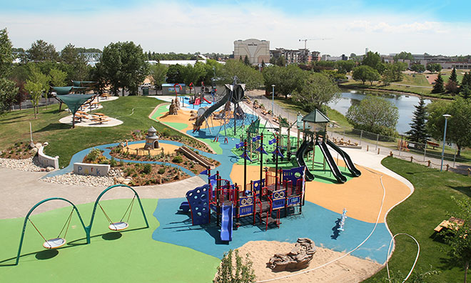RE/MAX Spray Park and Playground in Broadmoor Lake Park, Sherwood Park