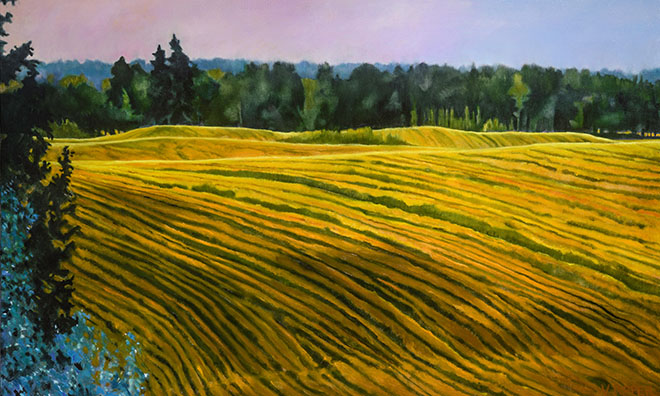 Wheat field with trees