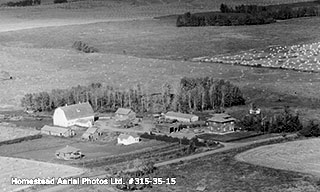 View of early Strathcona County photographed from an airplane