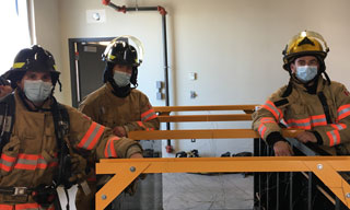 Firefighters in training