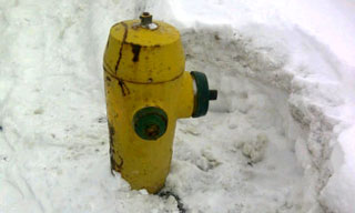 Snow cleared from around a fire hydrant