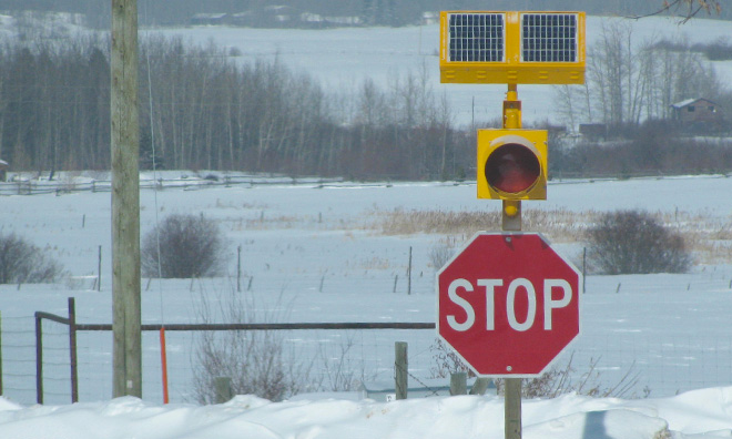 Stop sign in rural intersection